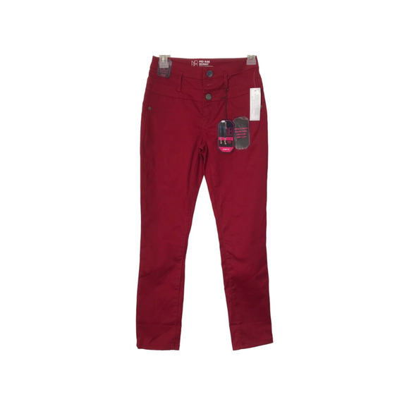 No Boundaries Jeans Womens Size 5 Red Mid Rise Skinny Crop Wear 3 Ways - Picture 4 of 7